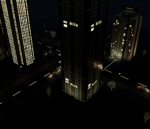 Live 3D city view of website visitors as an alternative to FullStory's session replay and heatmaps — every visitor rendered as a person walking between pages in real time